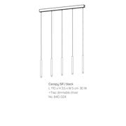 Elongated Black Canopy for 5 Lamps